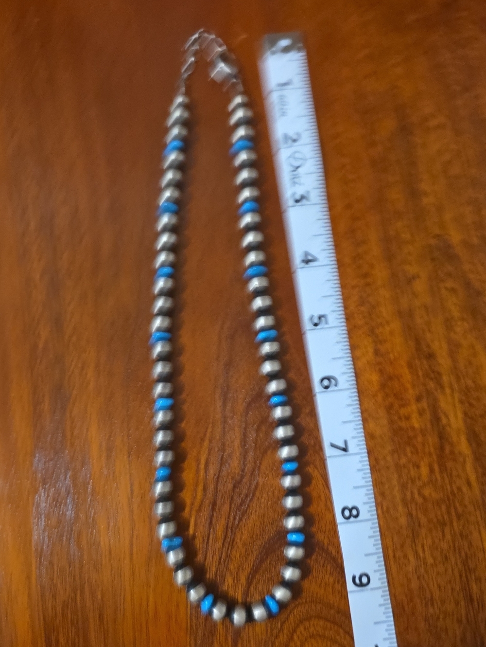 Silver and Turquoise Beaded Necklace - Women Jewelry